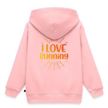 Ich liebe Rennen - Kinder Premium Organic Hoodie - Rosa - Hinten - AI Model Kid Female (0cm)