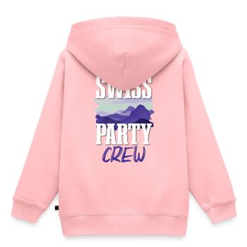 Swiss Party Crew - Sweat Premium à capuche enfant bio - rose - Dos - AI Model Kid Female (0cm)