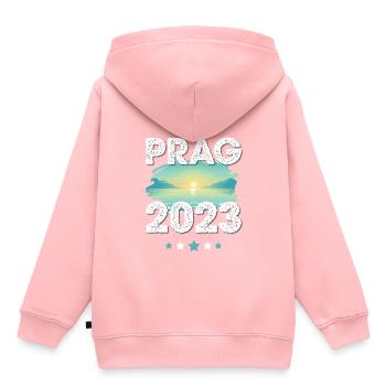 Prague 2023 - Sweat Premium à capuche enfant bio - rose - Dos - AI Model Kid Female (0cm)
