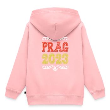 Prague 2023 - Sweat Premium à capuche enfant bio - rose - Dos - AI Model Kid Female (0cm)