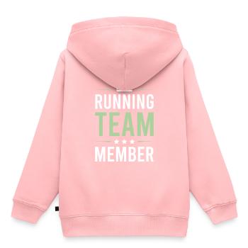 Équipe de course à pied - Sweat Premium à capuche enfant bio - rose - Dos - AI Model Kid Female (0cm)