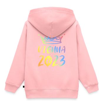Vienne 2023 Vienne - Sweat Premium à capuche enfant bio - rose - Dos - AI Model Kid Female (0cm)
