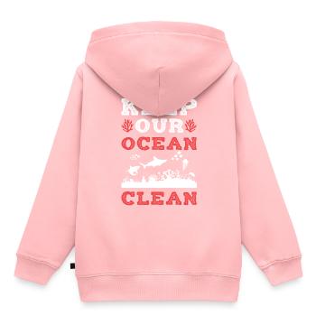 ozean sauber halten - Kinder Premium Organic Hoodie - Rosa - Hinten - AI Model Kid Female (0cm)