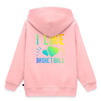 Ich liebe Basketball - Kinder Premium Organic Hoodie - Rosa - Hinten - AI Model Kid Female (0cm)