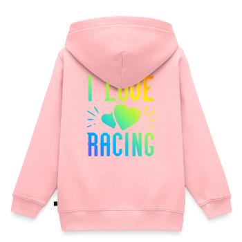 Ich liebe Rennen - Kinder Premium Organic Hoodie - Rosa - Hinten - AI Model Kid Female (0cm)