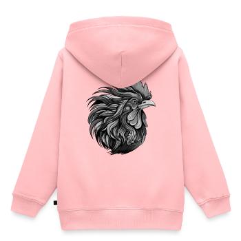 Hahn Portrait - Kinder Premium Organic Hoodie - Rosa - Hinten - AI Model Kid Female (0cm)