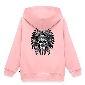 Chef indien Apache Skull - Sweat Premium à capuche enfant bio - rose - Dos - AI Model Kid Female (0cm)
