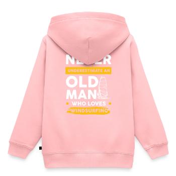 Windsurfing Old Man - Kids Premium Organic Hoodie - rose - Back - AI Model Kid Female (0cm)