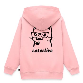 Chat Détectives Catektive - Sweat Premium à capuche enfant bio - rose - Dos - AI Model Kid Female (0cm)