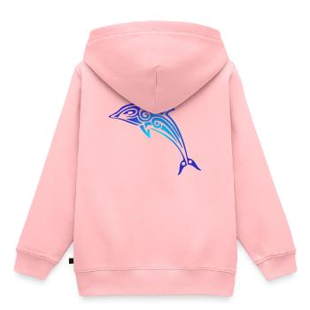 Dauphin tribal Hawaii Islander Maori polynésien - Sweat Premium à capuche enfant bio - rose - Dos - AI Model Kid Female (0cm)