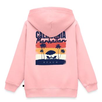 Manhattan Beach Californie Vacances Ocean Palm - Sweat Premium à capuche enfant bio - rose - Dos - AI Model Kid Female (0cm)