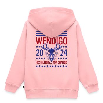 Votez Wendigo 2024 Drôle de cryptides Folklore Élection - Sweat Premium à capuche enfant bio - rose - Dos - AI Model Kid Female (0cm)