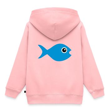 ★ Designfarben änderbar ★ Fisch mit Kulleraugen - Kinder Premium Organic Hoodie - Rosa - Hinten - AI Model Kid Female (0cm)