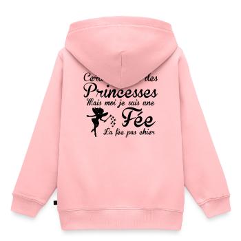 la fée pas chier - Sweat Premium à capuche enfant bio - rose - Dos - AI Model Kid Female (0cm)