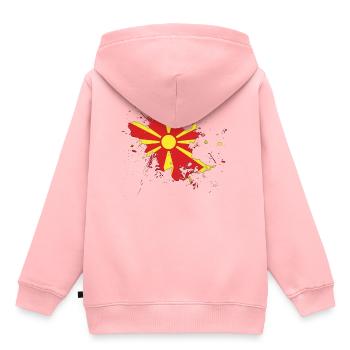 North Macedonia Macedonia flag as a splash of color - Kids Premium Organic Hoodie - rose - Back - AI Model Kid Female (0cm)