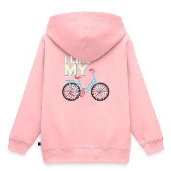 Ich mag mein Fahrrad T-Shirt & Geschenk - Kinder Premium Organic Hoodie - Rosa - Hinten - AI Model Kid Female (0cm)