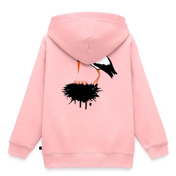Storch und sein Nest mit Nachwuchs Graffiti - Kinder Premium Organic Hoodie - Rosa - Hinten - AI Model Kid Female (0cm)