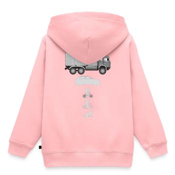 Camion porte-conteneurs Evolution - Sweat Premium à capuche enfant bio - rose - Dos - AI Model Kid Female (0cm)