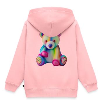 Mehrfarbiger Teddybär - Kinder Premium Organic Hoodie - Rosa - Hinten - AI Model Kid Female (0cm)