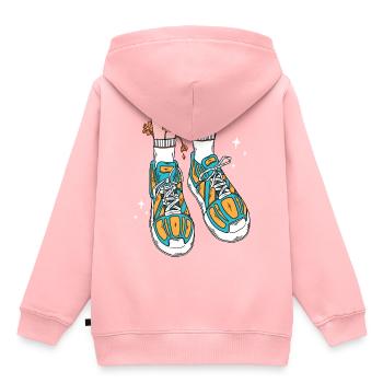 BLUMEN SCHUHE - Kinder Premium Organic Hoodie - Rosa - Hinten - AI Model Kid Female (0cm)