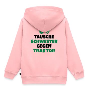 Tausche Schwester gegen Traktor - Kinder Premium Organic Hoodie - Rosa - Hinten - AI Model Kid Female (0cm)