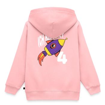 4. Geburtstag Shirt Rakete 4 Jahre Geschenk Sterne - Kinder Premium Organic Hoodie - Rosa - Hinten - AI Model Kid Female (0cm)