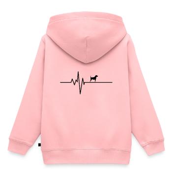 Chien de battement de coeur Chien de battement de coeur - Sweat Premium à capuche enfant bio - rose - Dos - AI Model Kid Female (0cm)
