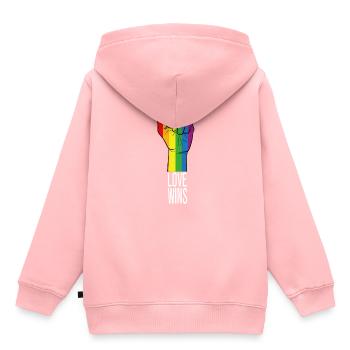 L'amour gagne - Sweat Premium à capuche enfant bio - rose - Dos - AI Model Kid Female (0cm)