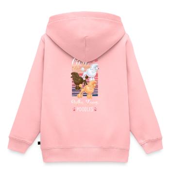 Caniche Disant - Sweat Premium à capuche enfant bio - rose - Dos - AI Model Kid Female (0cm)