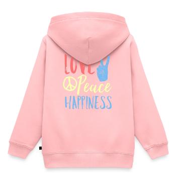 Love Peace Happiness - Kinder Premium Organic Hoodie - Rosa - Hinten - AI Model Kid Female (0cm)