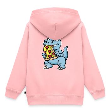 Pizza tranche pizza salami pizza - Sweat Premium à capuche enfant bio - rose - Dos - AI Model Kid Female (0cm)