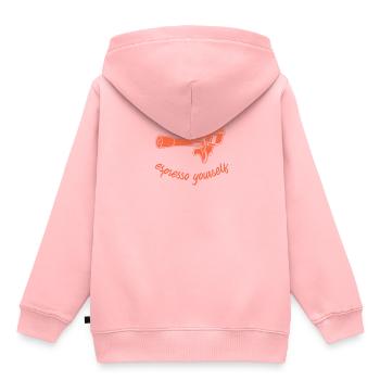 Espresso Youself - Kinder Premium Organic Hoodie - Rosa - Hinten - AI Model Kid Female (0cm)