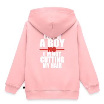 Citation de cheveux longs garçon - Sweat Premium à capuche enfant bio - rose - Dos - AI Model Kid Female (0cm)