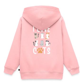J'aime les chats j'aime les chats - Sweat Premium à capuche enfant bio - rose - Dos - AI Model Kid Female (0cm)