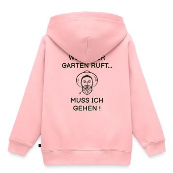 Garten - Kinder Premium Organic Hoodie - Rosa - Hinten - AI Model Kid Female (0cm)