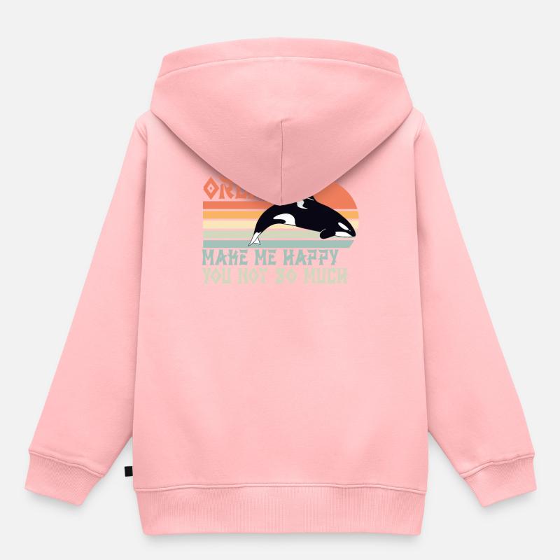 Orque orque disant drôle - Sweat Premium à capuche enfant bio - rose