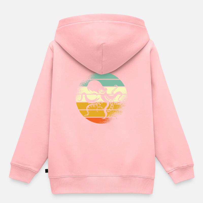 Poulpe rétro poulpe - Sweat Premium à capuche enfant bio - rose