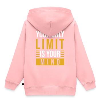 Motivation Mindset Phrase - Sweat Premium à capuche enfant bio - rose - Dos - AI Model Kid Female (0cm)