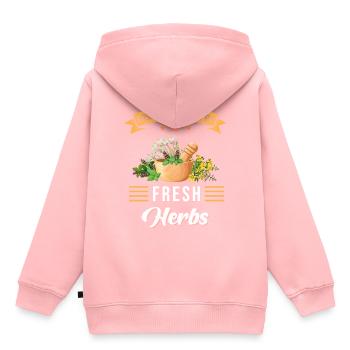 Les herbes - Sweat Premium à capuche enfant bio - rose - Dos - AI Model Kid Female (0cm)