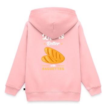 Baguette bread saying funny - Kids Premium Organic Hoodie - rose - Back - AI Model Kid Female (0cm)