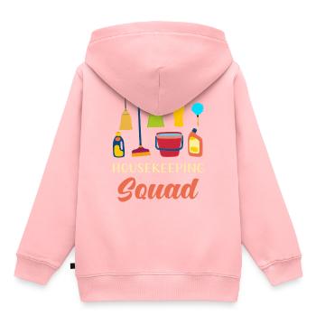 Housekeeping Squad - Sweat Premium à capuche enfant bio - rose - Dos - AI Model Kid Female (0cm)