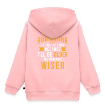 Hausaufgaben - Kinder Premium Organic Hoodie - Rosa - Hinten - AI Model Kid Female (0cm)