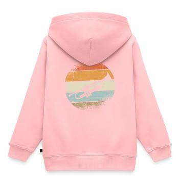 Instrument trompette - Sweat Premium à capuche enfant bio - rose - Dos - AI Model Kid Female (0cm)