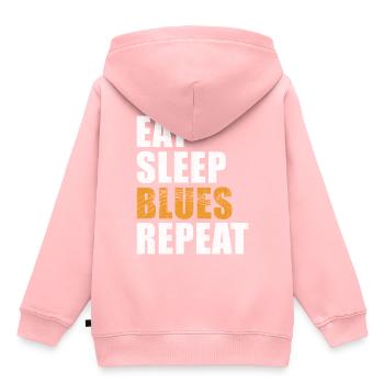 Blues Eat Sleep Blues Repeat - Kinder Premium Organic Hoodie - Rosa - Hinten - AI Model Kid Female (0cm)
