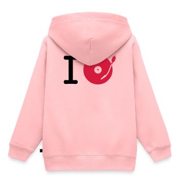 i dj / play / listen to + your music - Sweat Premium à capuche enfant bio - rose - Dos - AI Model Kid Female (0cm)