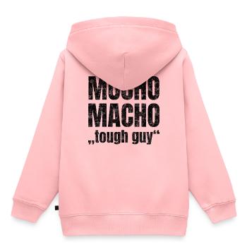 Mucho Macho signifie «gars dur» - Sweat Premium à capuche enfant bio - rose - Dos - AI Model Kid Female (0cm)