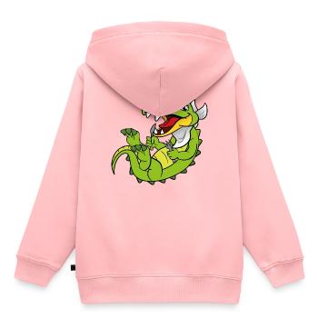 Kroko Kaiman Reptilien Tiere - Kinder Premium Organic Hoodie - Rosa - Hinten - AI Model Kid Female (0cm)