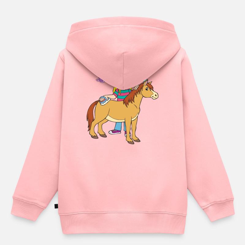 Fille de cheval - Sweat Premium à capuche enfant bio - rose