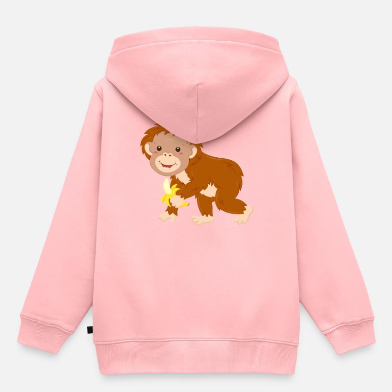 Bébé singe orang-outan - Sweat Premium à capuche enfant bio - rose