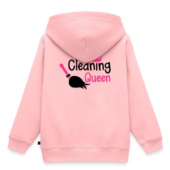 nettoyage reine avec un balai et une couronne - Sweat Premium à capuche enfant bio - rose - Dos - AI Model Kid Female (0cm)